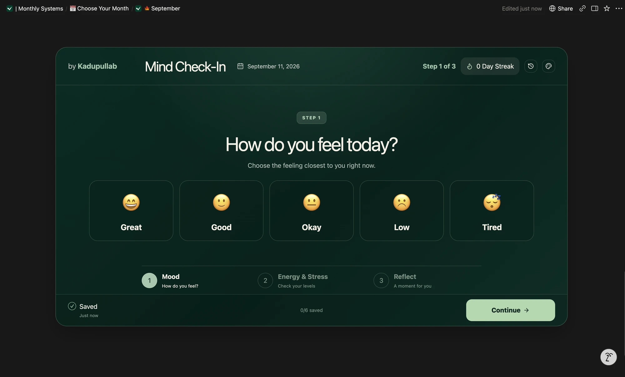 Make room for a daily check-in.