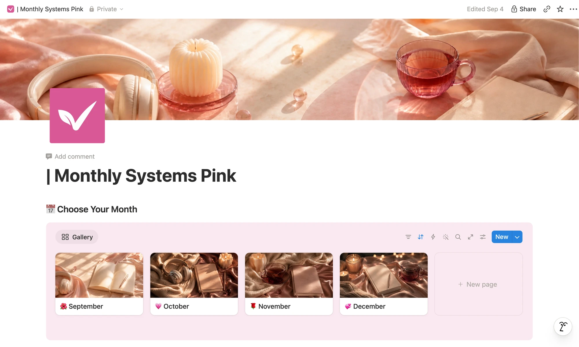 Pink Edition Notion workspace preview